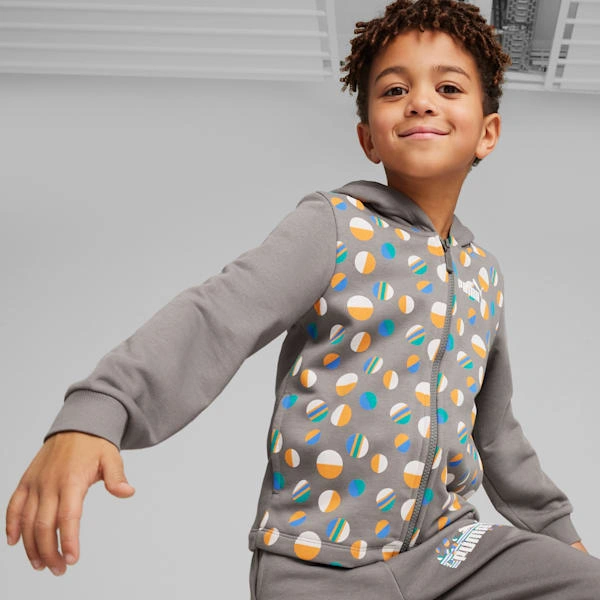 Hoodie Fionnuar ESS+ Óg| Geimhreadh PUMA Beag Kids Zip-Up| Stíl Samhraidh Fionnuar Éireannach