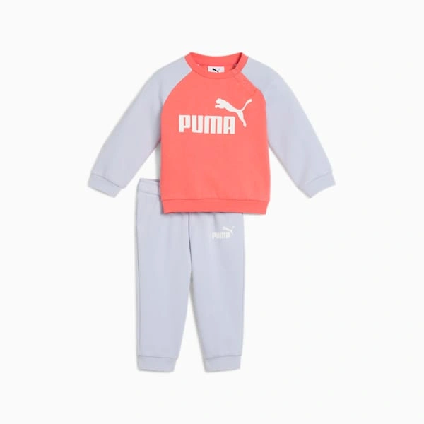 Tacairí Minicats PUMA: Bríste agus seaicéad raglan cluthar do bhuachaillí agus do chailíní beaga ag imirt le stíl.